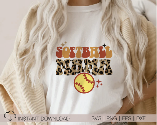 Leopard Softball Mama SVG PNG | Groovy Softball Sublimation | Mom T shirt Design