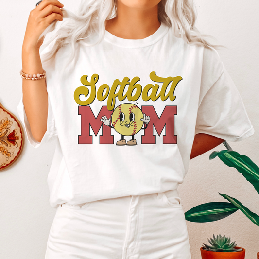 Softball Mom SVG PNG | Retro Softball Character Sublimation | Groovy T shirt Design