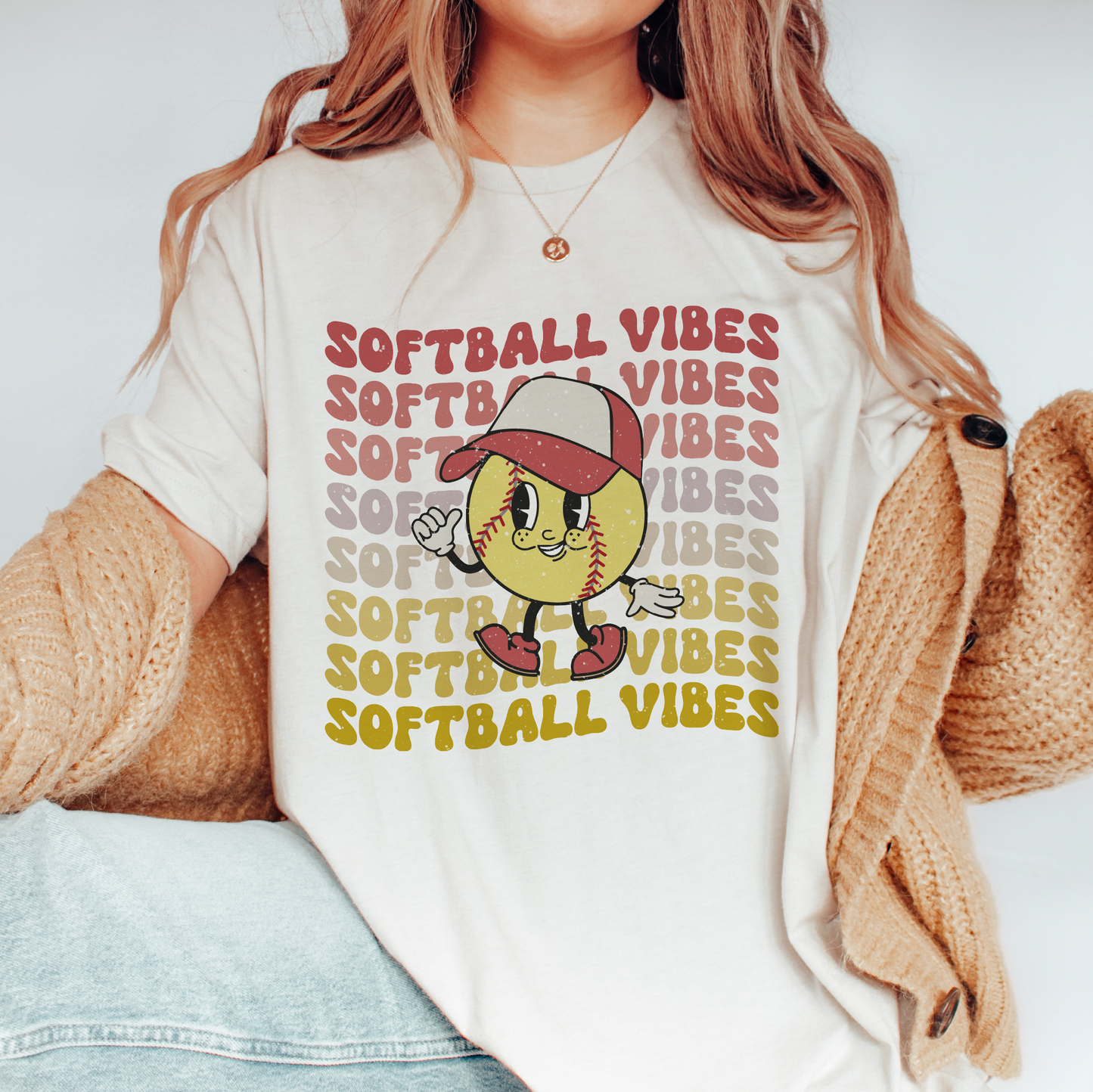 Softball Vibes SVG PNG | Retro Softball Character Sublimation | Groovy T shirt Design