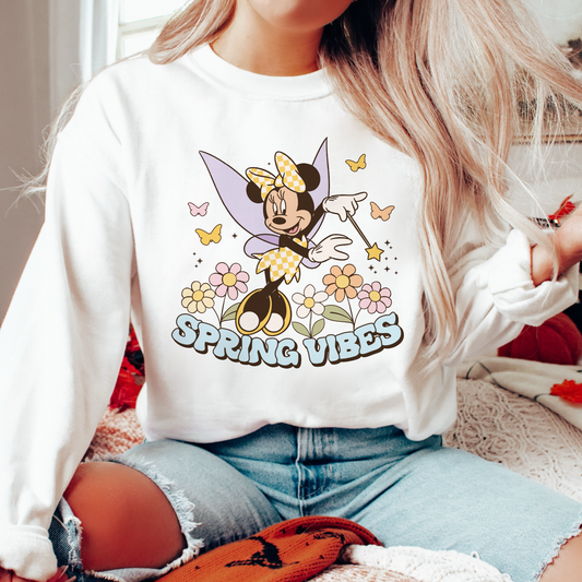 Spring Vibes Fairy Mouse PNG SVG | Magical Spring Flower Sublimation | T shirt Design