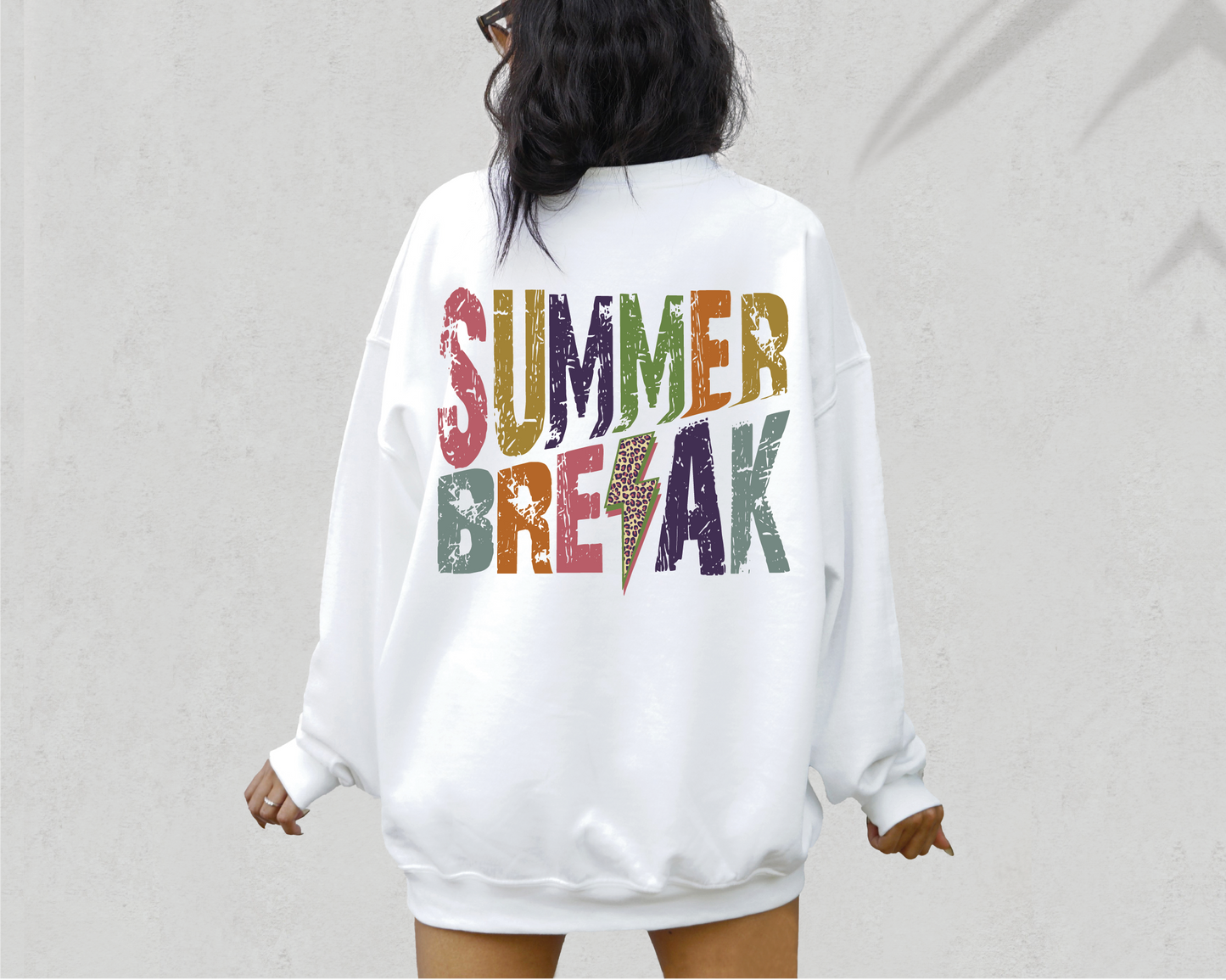 Summer Break SVG PNG | Distressed font Sublimation | Leopard Lightning Bolt | Summer T shirt Design