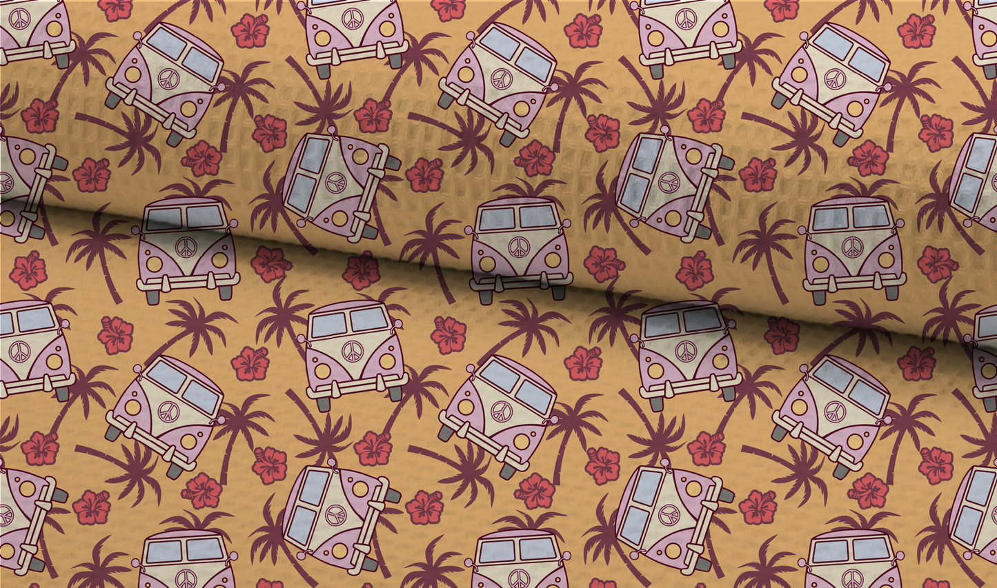 Hippie Summer Seamless Pattern, Groovy Repeat Pattern for Fabric Sublimation