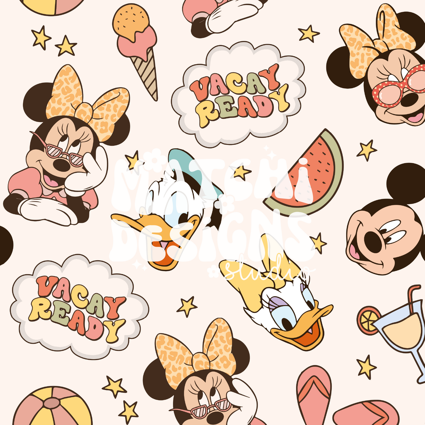 Nude Summer Magical Mouse Seamless Pattern, Repeat Pattern for Fabric Sublimation