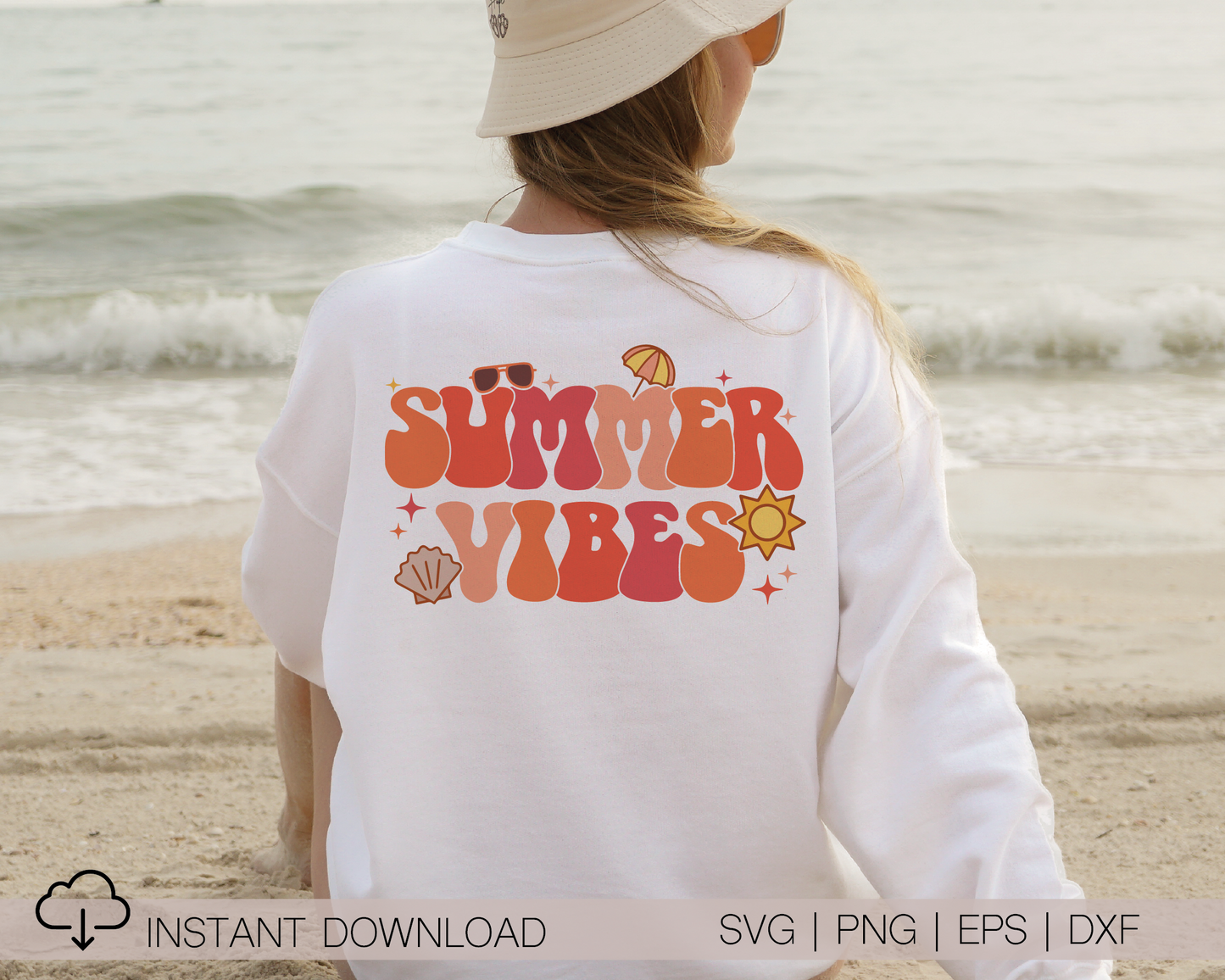 Summer Vibes SVG PNG | Groovy Sublimation | Retro Vintage | Summer T shirt Design