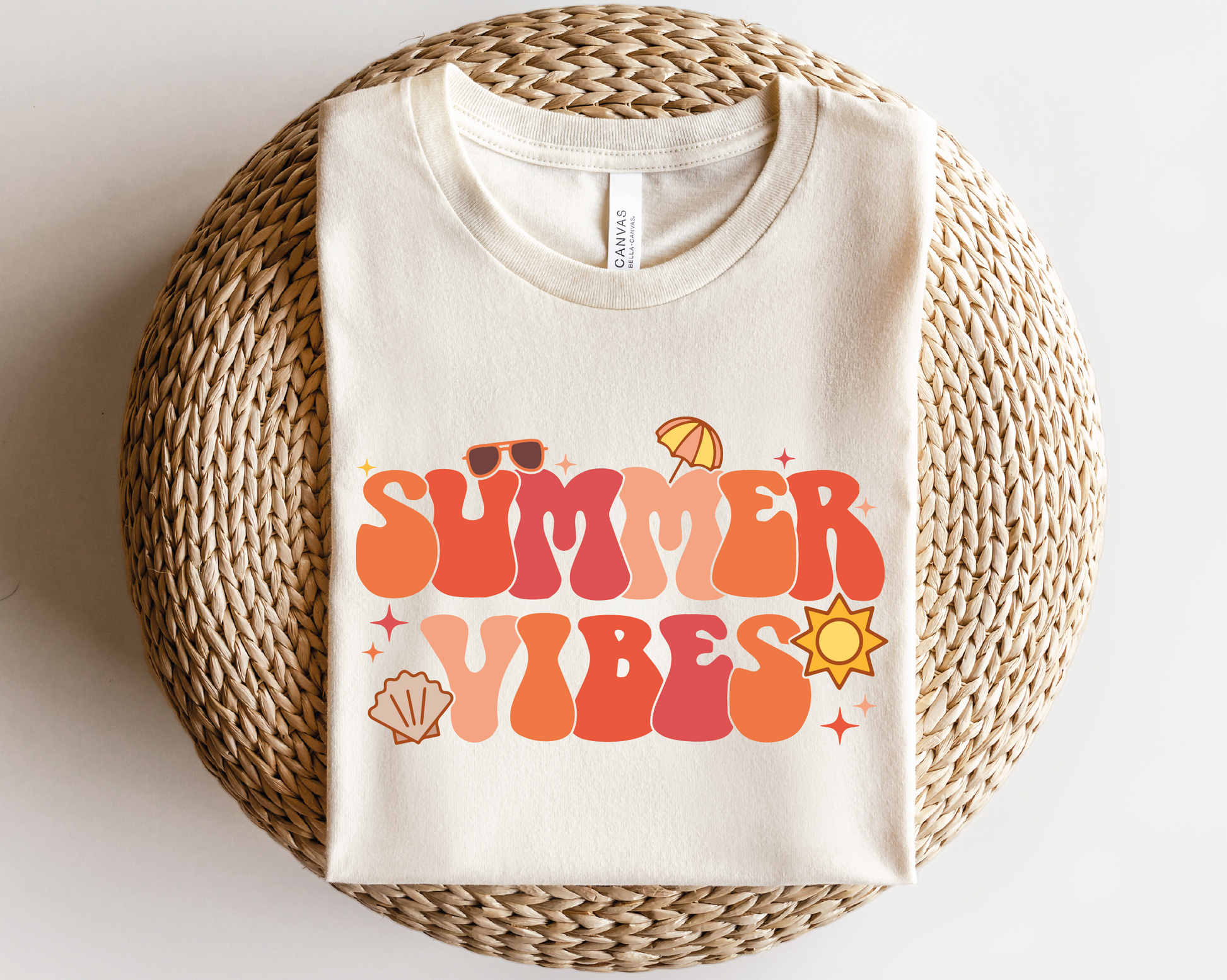 Premium Vector  Summer vibes text with sun sticker groovy aesthetic poster  design bright retro style vector illustration