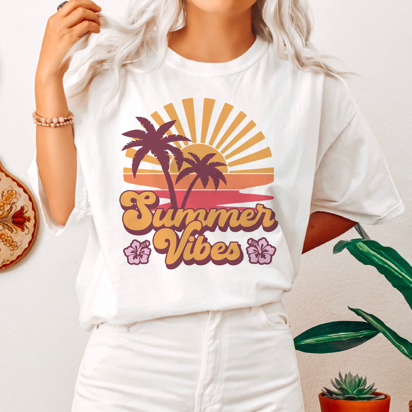 Summer Vibes PNG SVG | Retro Vintage Summer Sublimation | Beach T shirt Design