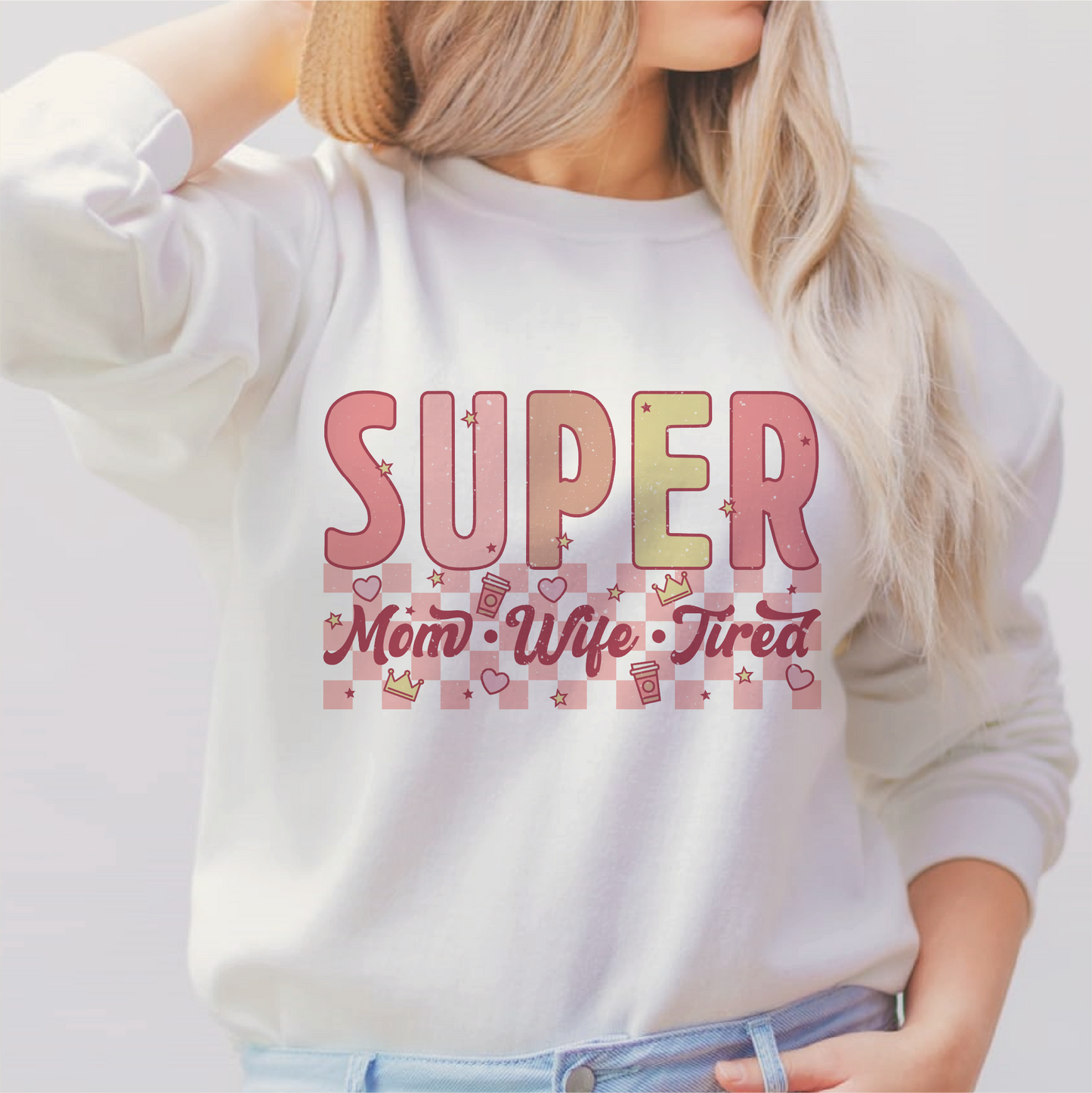 Super Mom Wife Tired SVG PNG | Mother's Day Sublimation | Retro T shirt Design