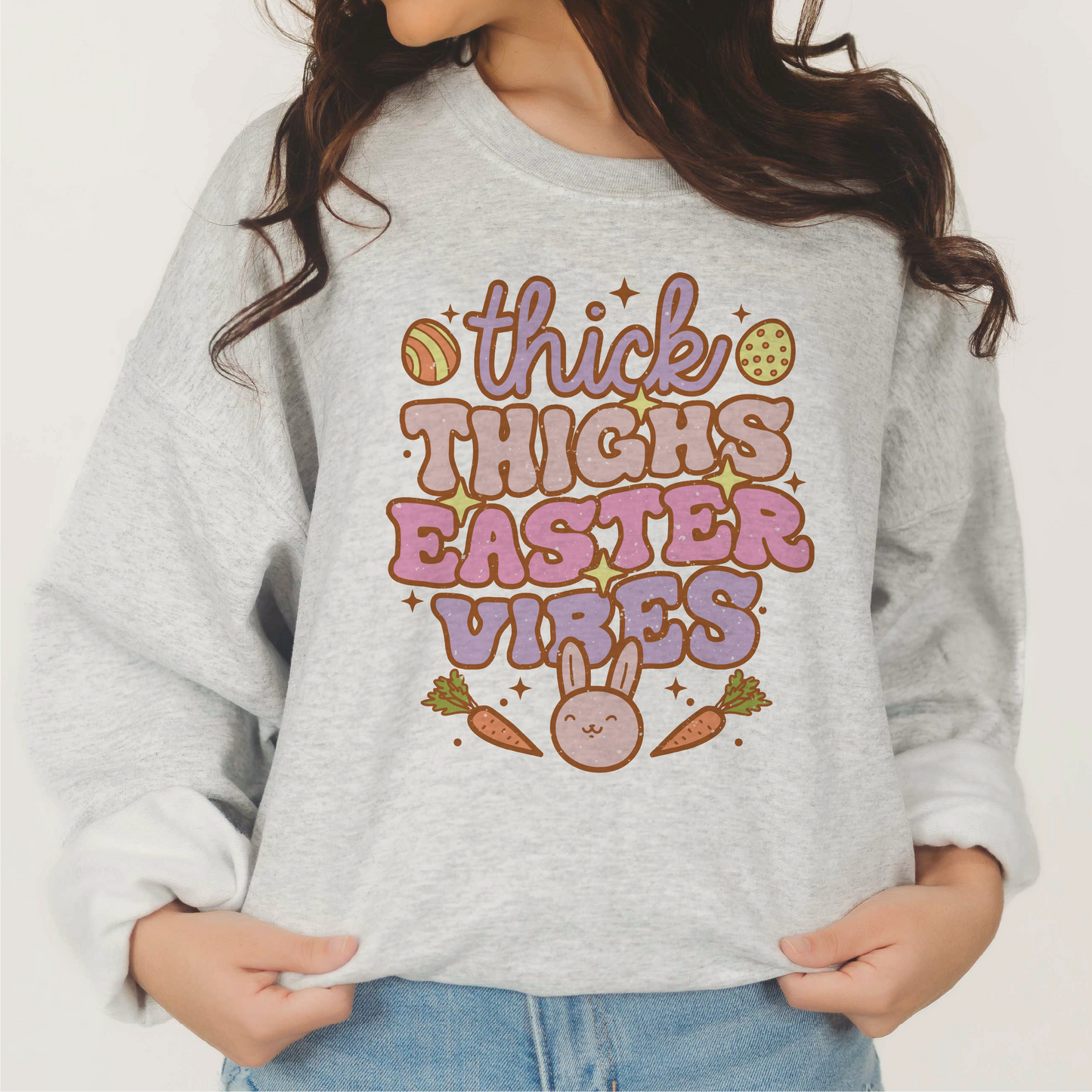 Thick Thighs Easter Vibes PNG SVG | Retro Easter Sublimation | Groovy T shirt Design