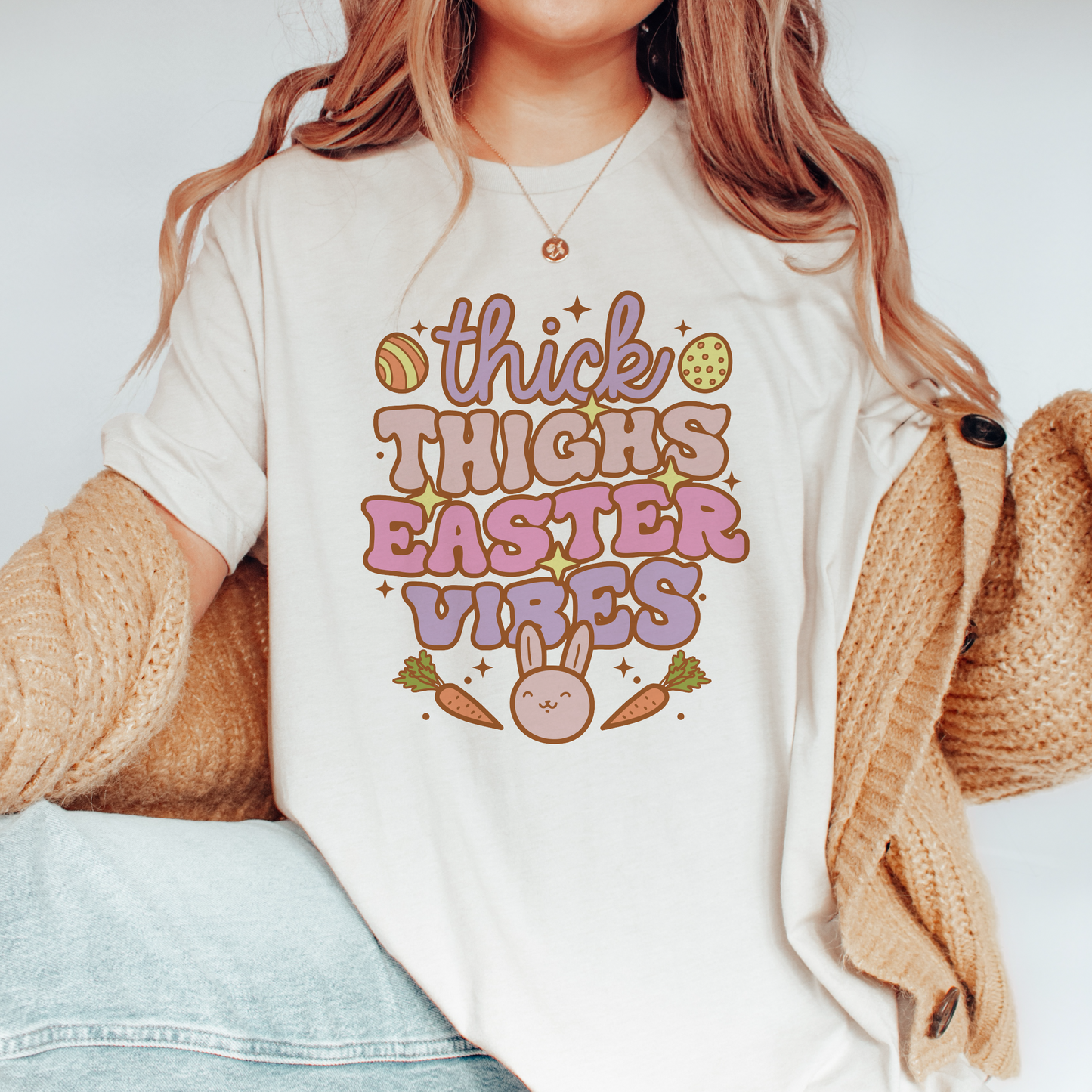 Thick Thighs Easter Vibes PNG SVG | Retro Easter Sublimation | Groovy T shirt Design