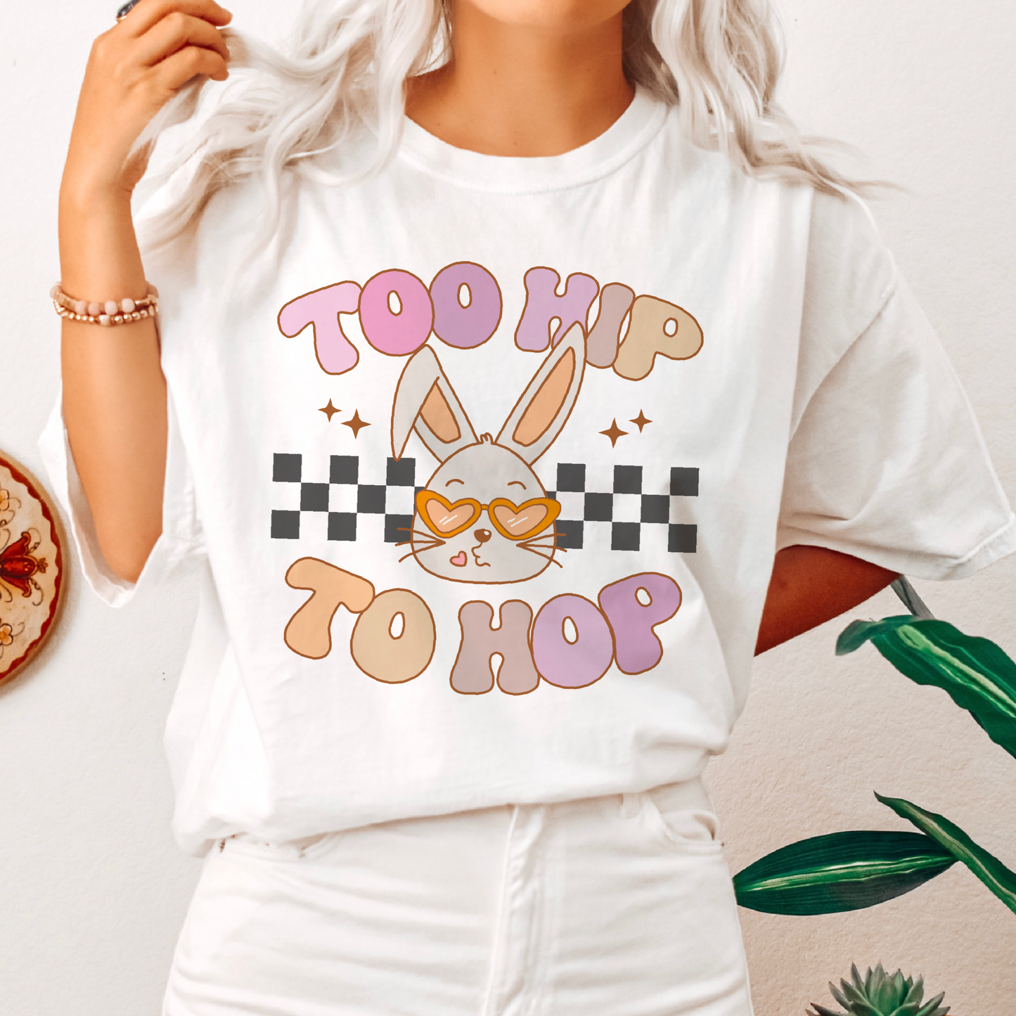 Too Hip To Hop PNG SVG | Retro Easter Sublimation | Groovy Hunny Bunny T shirt Design