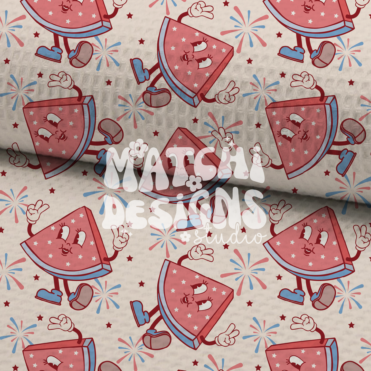 4th of July Watermelon Seamless Pattern, Repeat Pattern for Fabric Sublimation