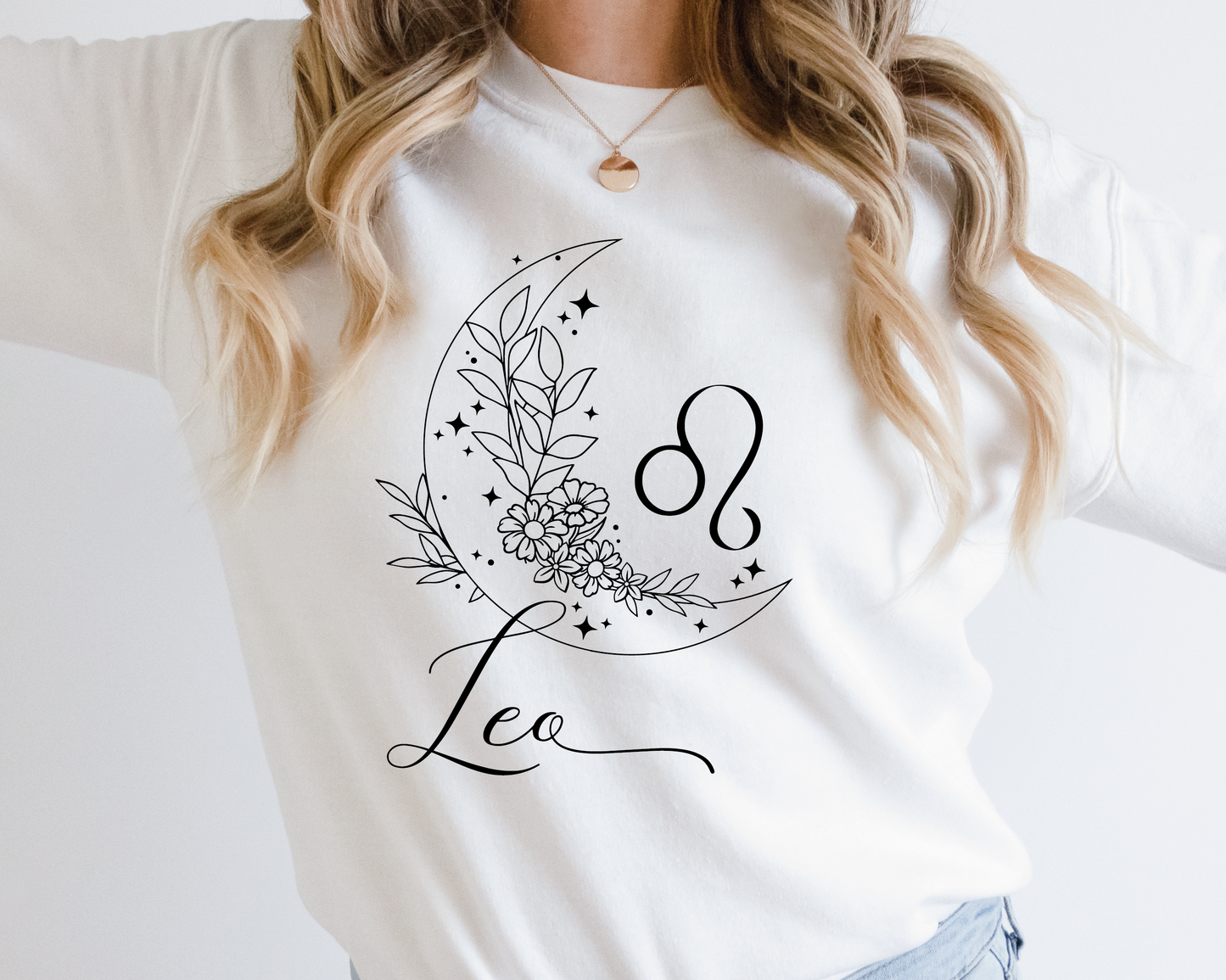 Leo SVG PNG | Zodiac | Leo Girl Woman | Floral Moon | T shirt Design Cut file