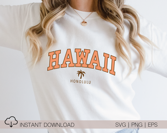Hawaii Honolulu SVG PNG | Hawaii State Cut File | Vacation T shirt Design Sublimation