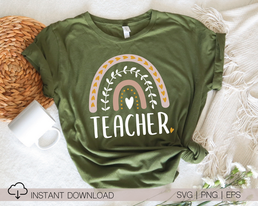 Teacher SVG PNG | Rainbow Sublimation | School Teacher Life T shirt Design Cut file