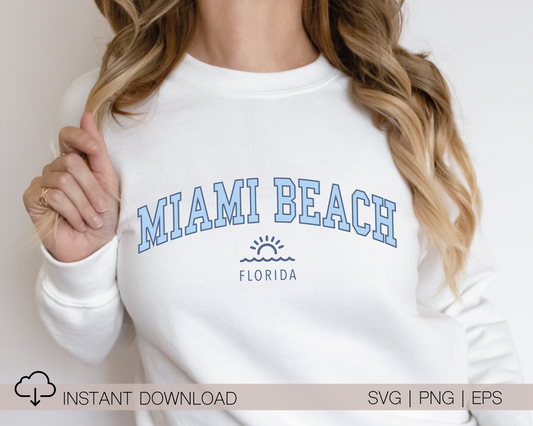 Miami Beach Florida SVG PNG | Florida State Cut File | Vacation T shirt Design Sublimation