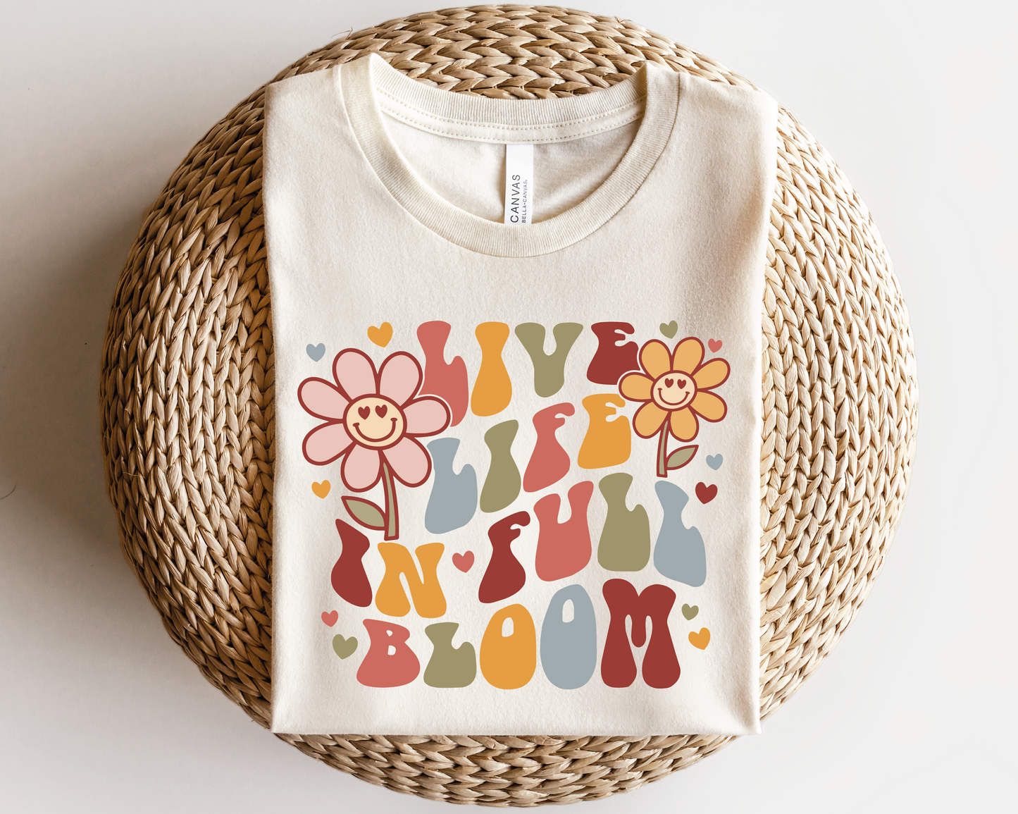 Live Life in Full Bloom SVG PNG | Smile Flower Sublimation | Inspirational | Retro Vintage T shirt Design