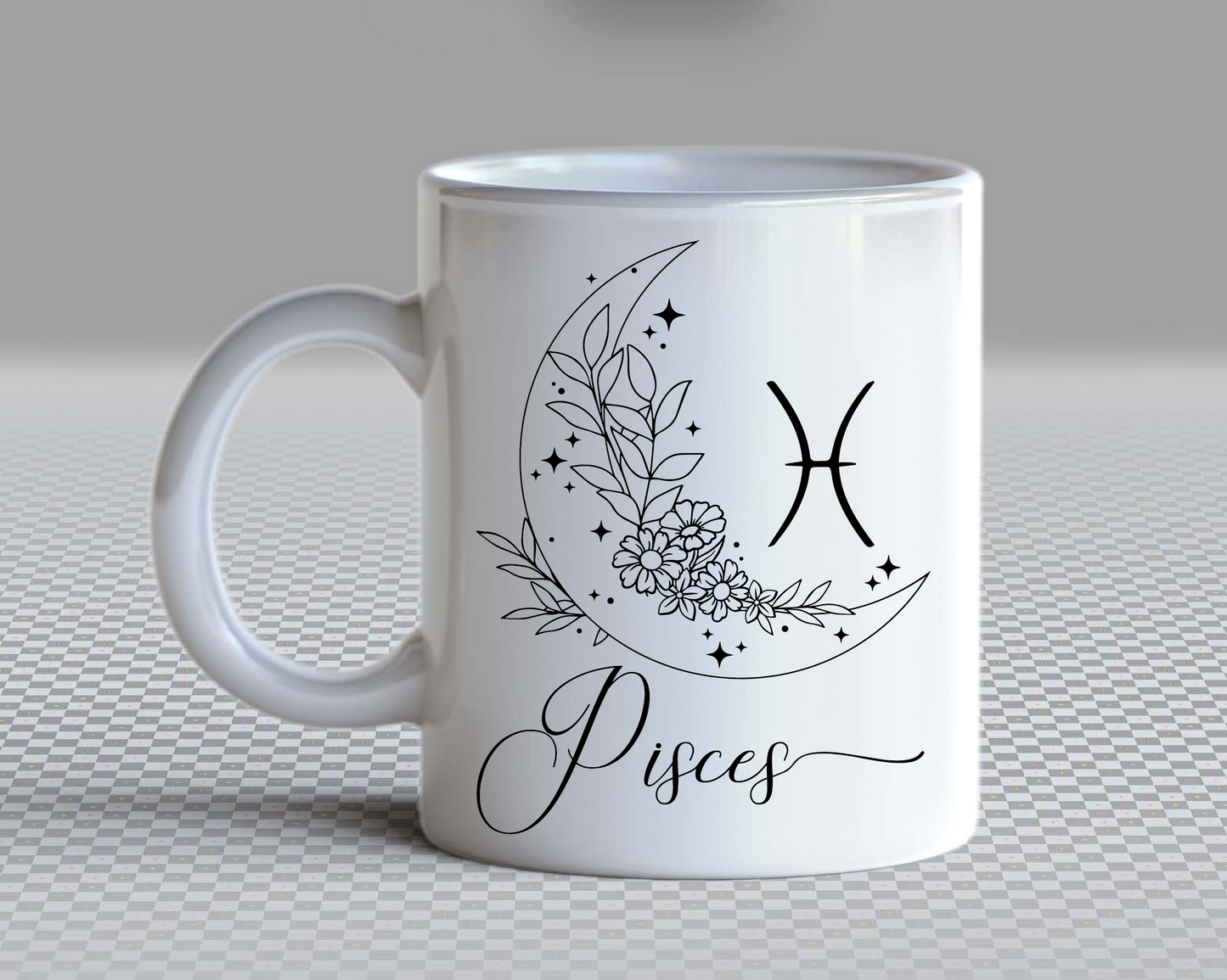 Pisces SVG PNG | Zodiac | Pisces Girl Woman | Floral Moon | T shirt Design Cut file