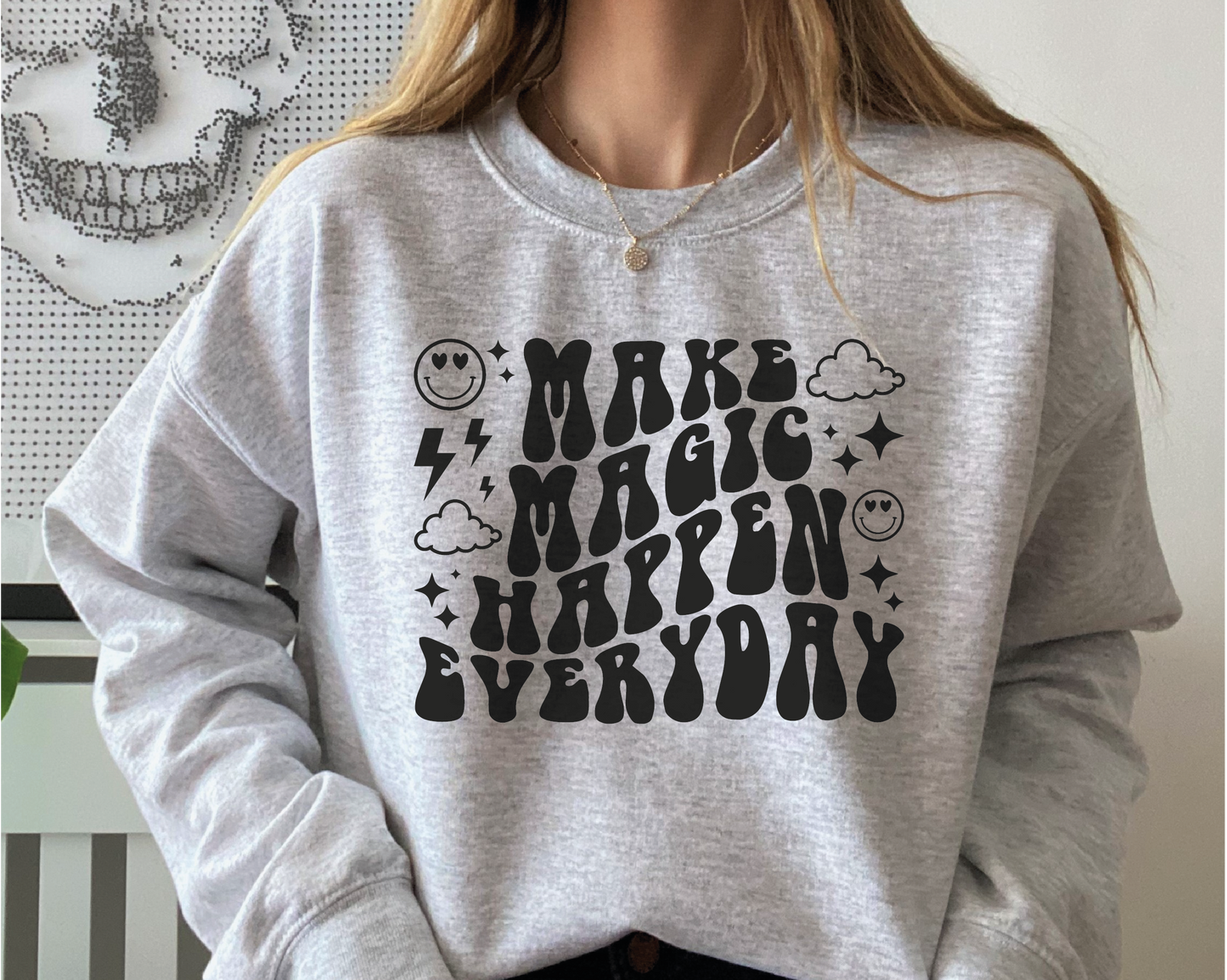 Make Magic Happen Everyday SVG PNG | Smile Face Sublimation | Inspirational | Retro Vintage T shirt Design