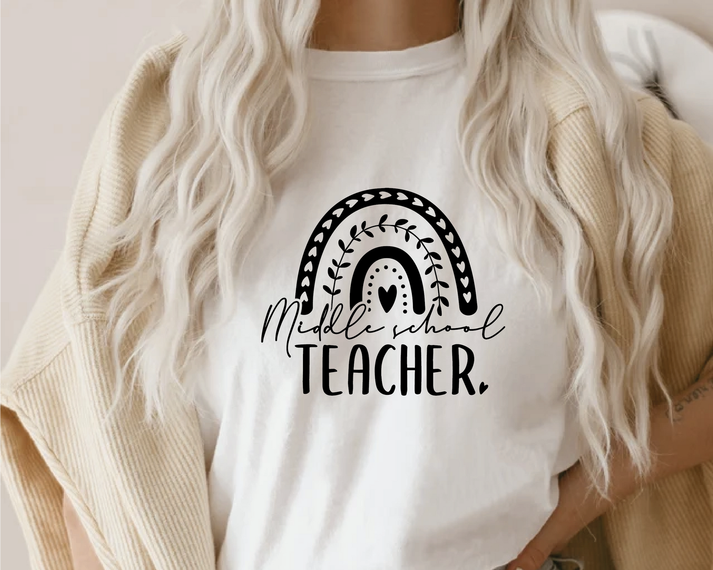 Middle School Teacher SVG PNG | Rainbow Sublimation | Teacher T shirt Design Cut file