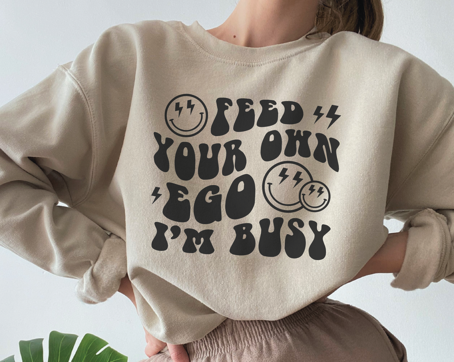 Feed Your Own Ego I'm Busy SVG PNG | Smile Face Sublimation | Sarcastic | Retro Vintage T shirt Design