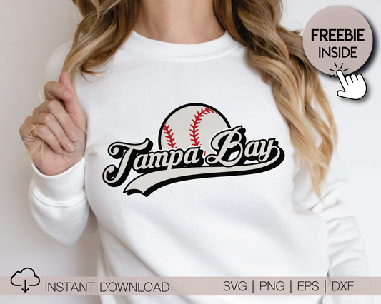 Tampa Bay Baseball SVG PNG | Retro Sublimation | Tampa Bay Baseball Fan T shirt Design Cut file